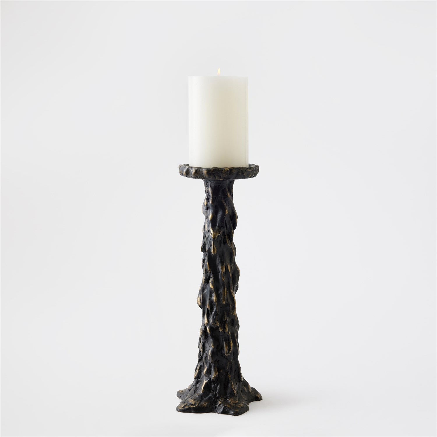 Global Views Black Melting Pillar Candle Holder