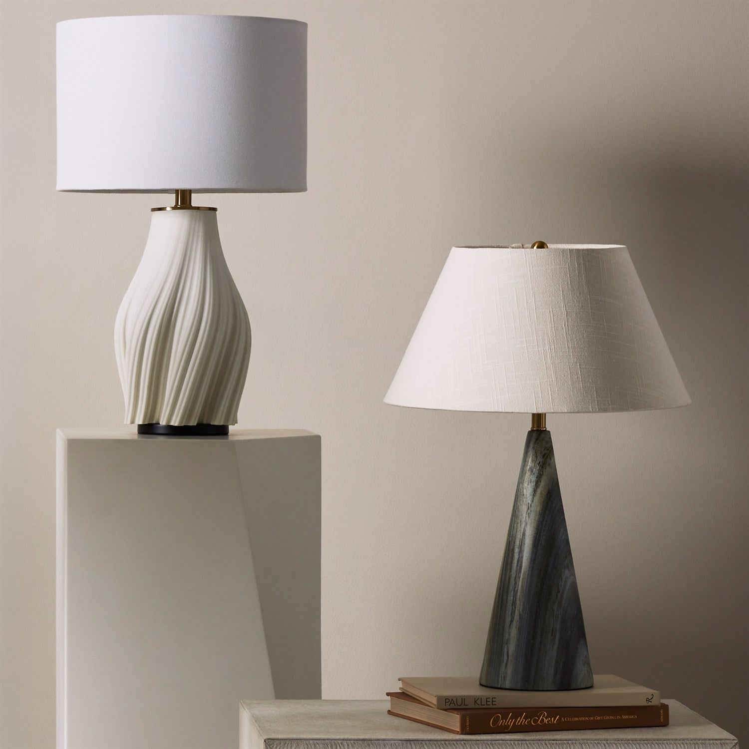 Global Views Matte White Vertical Wave Lamp