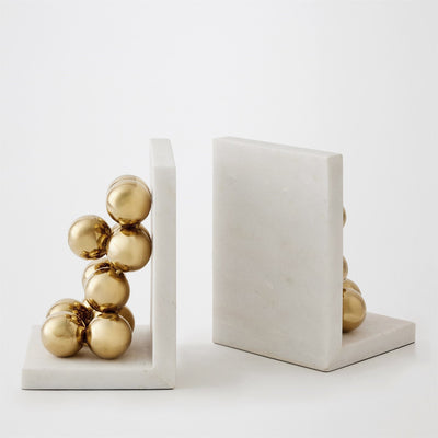 Global Views Sphere Bookends-Brass