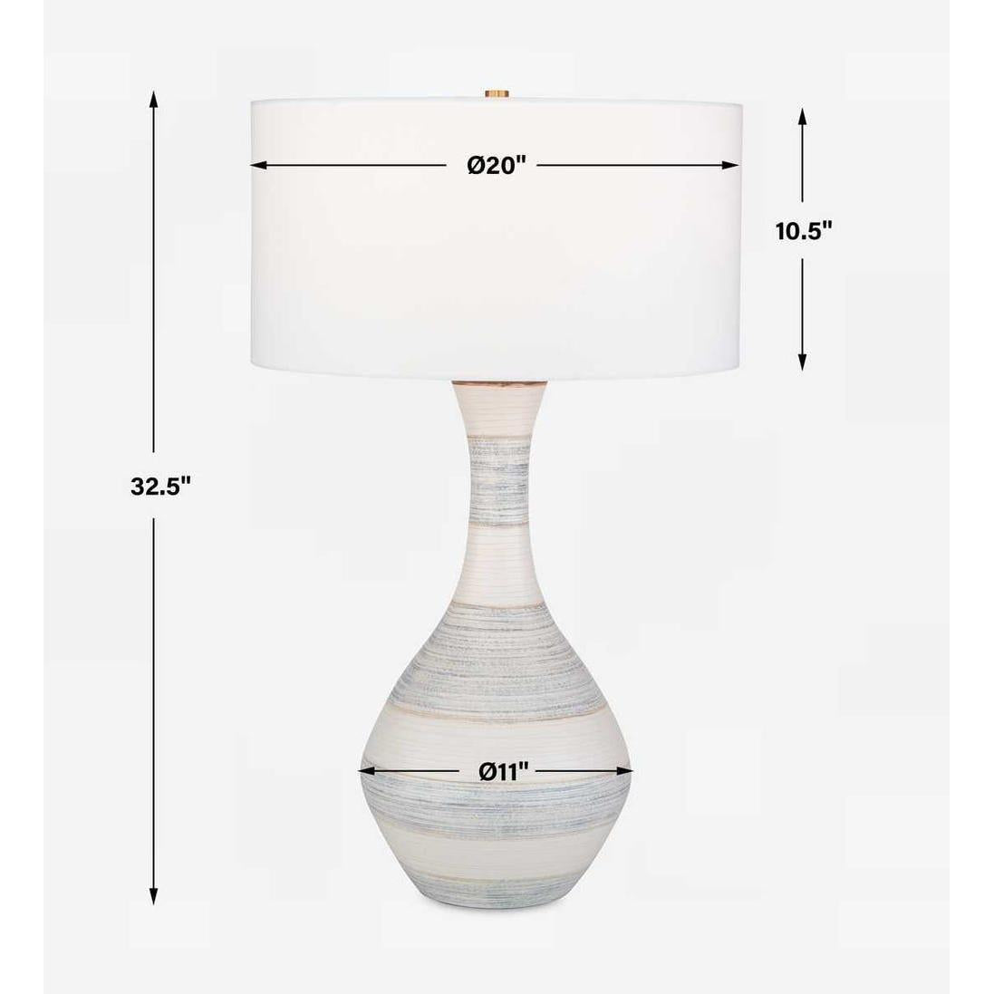 Uttermost Potter Striped Ivory Blue Table Lamp