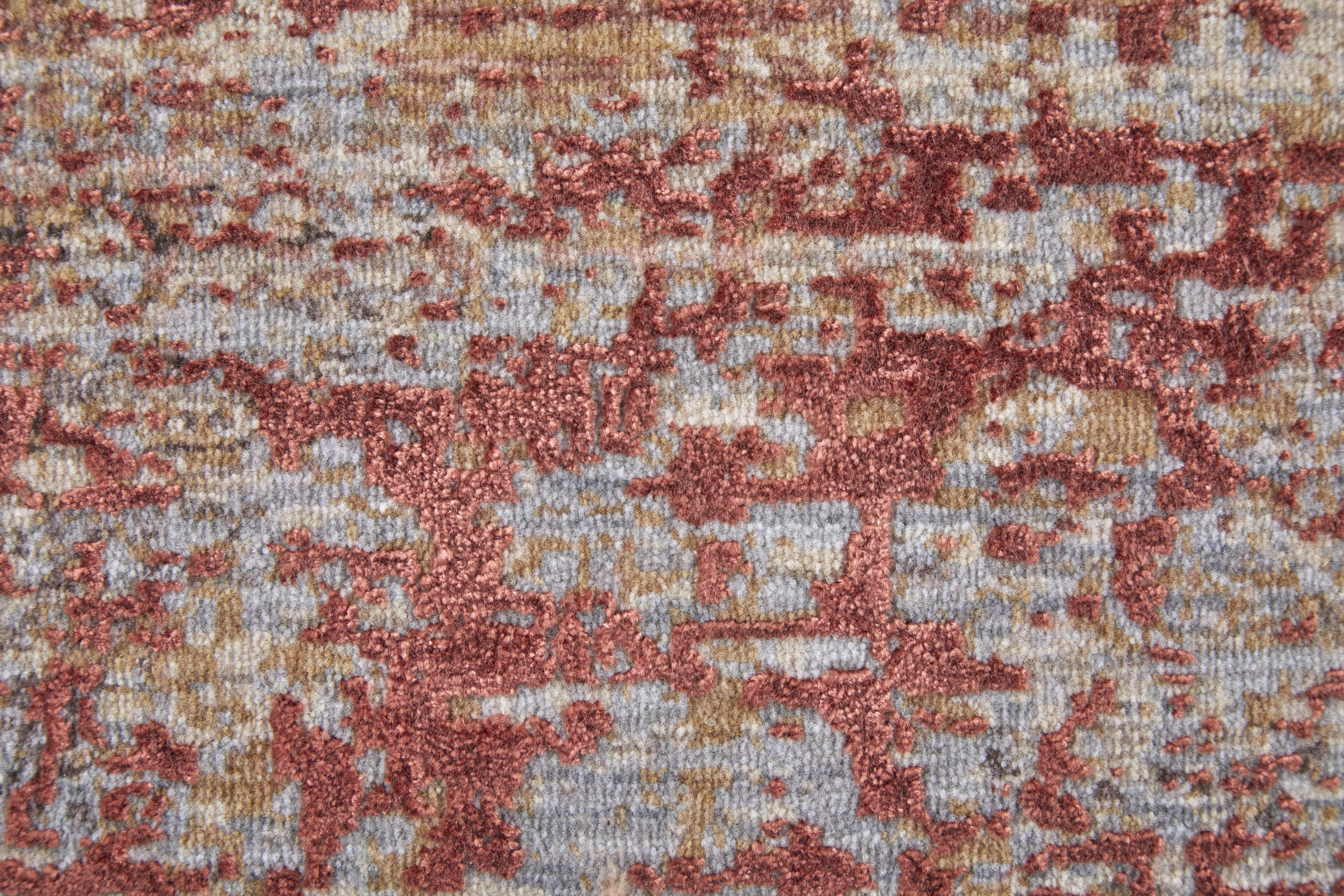 Feizy Pryor 39NGF Modern Watercolor in Red/Gray/Blue