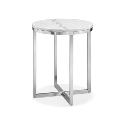 Magnussen Home Esme White Marble And Brushed Nickel Round End Table