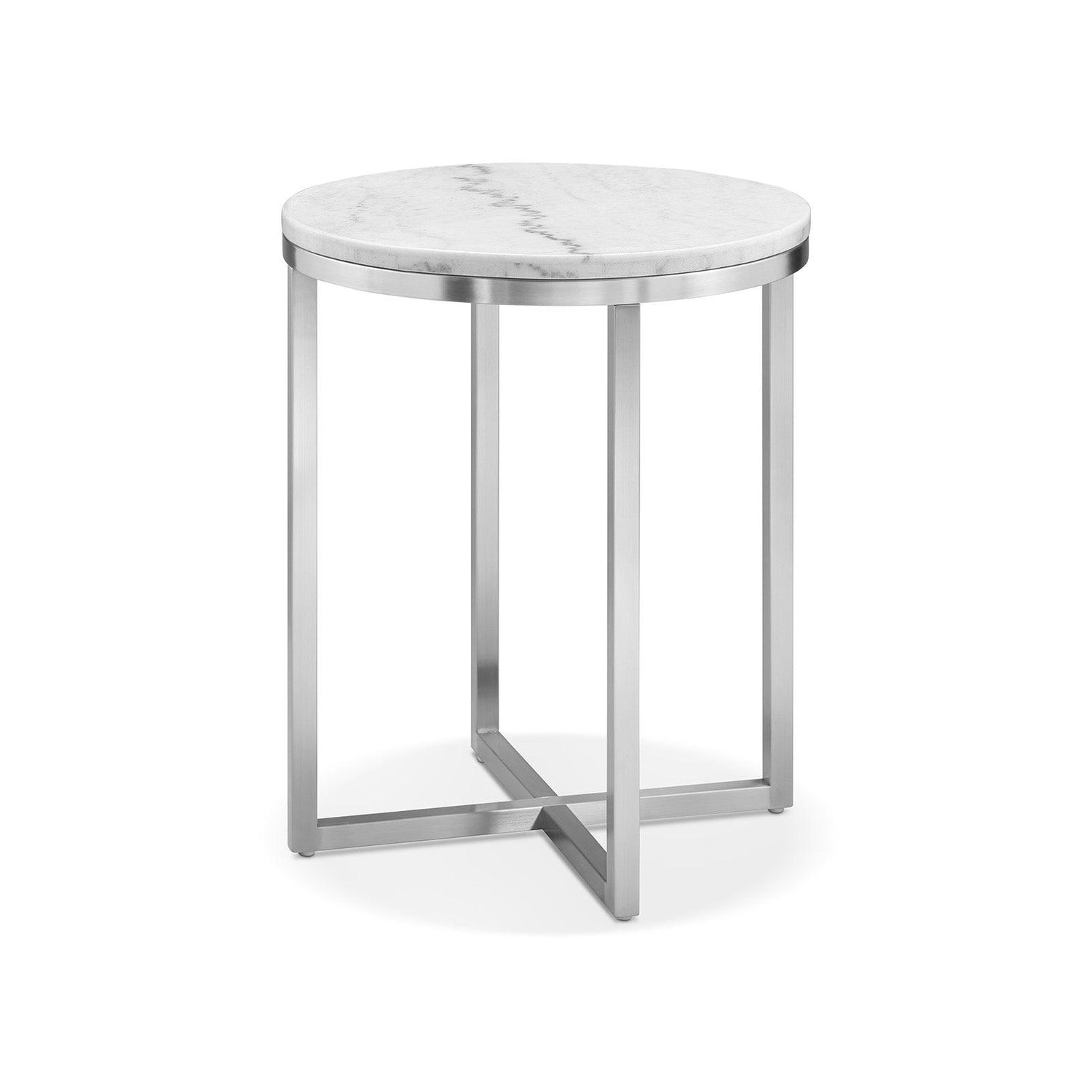 Magnussen Home Esme White Marble And Brushed Nickel Round End Table
