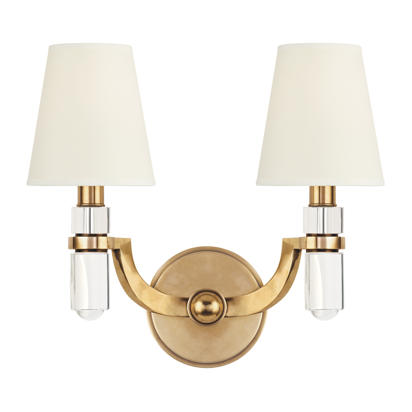 Hudson Valley Lighting Dayton 2 Light 13.5 inch Aged Brass Wall Sconce Wall Light