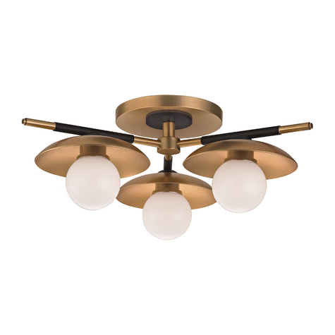 Hudson Valley Lighting Julien 3 Light 13 inch Aged Brass Semi Flush Ceiling Light