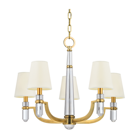 Hudson Valley Lighting Dayton 5 Light 25 inch Aged Brass Chandelier Ceiling Light