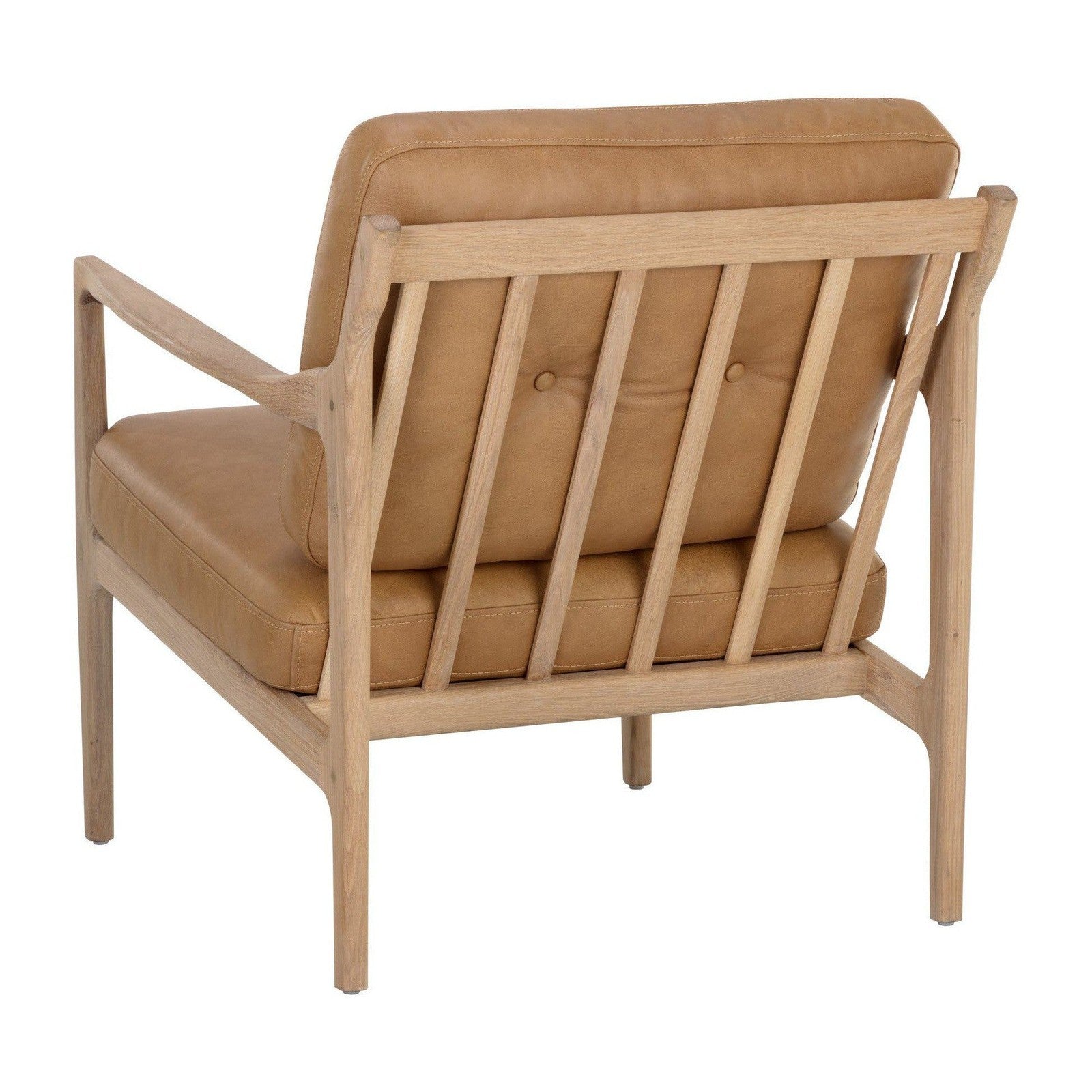 Sunpan Gilmore Lounge Chair - Light Oak - Sahara Camel Leather