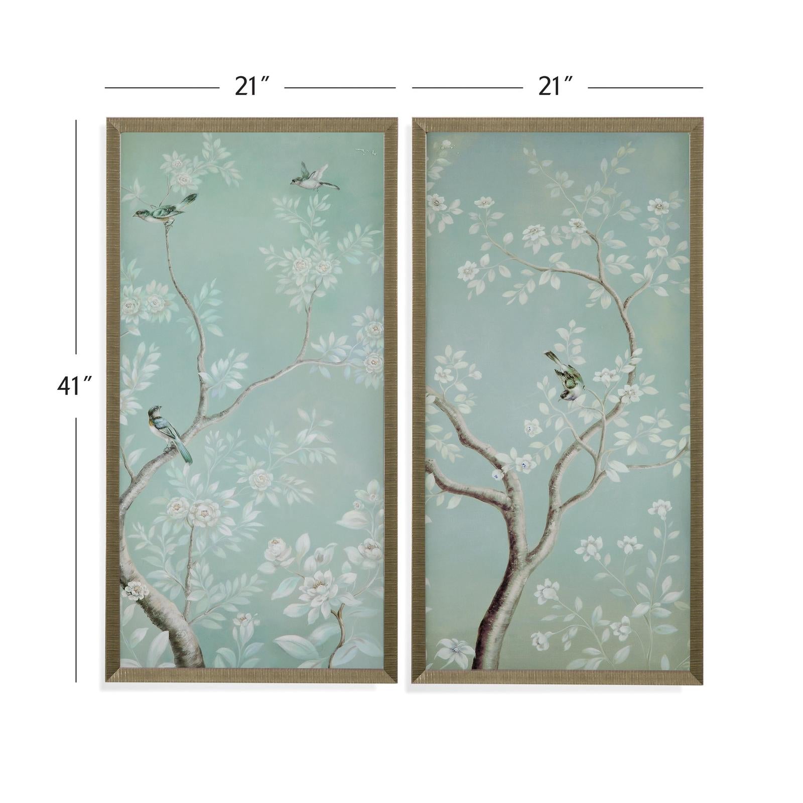 Bassett Mirror Birds & Flowers Framed Print - Set of 2