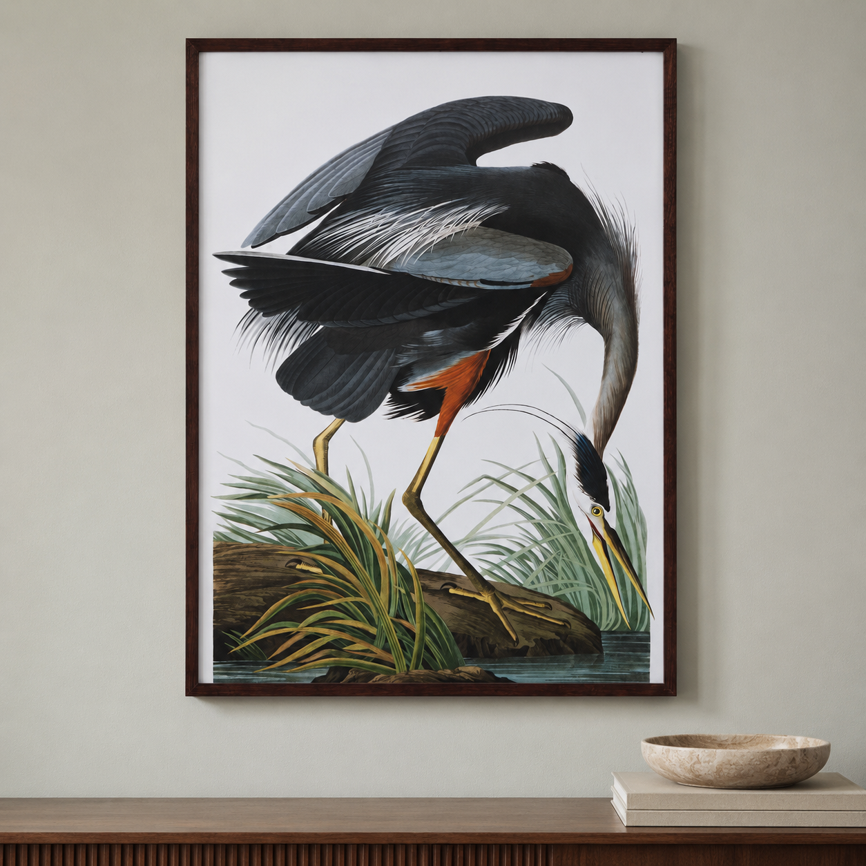 Bassett Mirror Audubon Great Blue Heron Framed Print