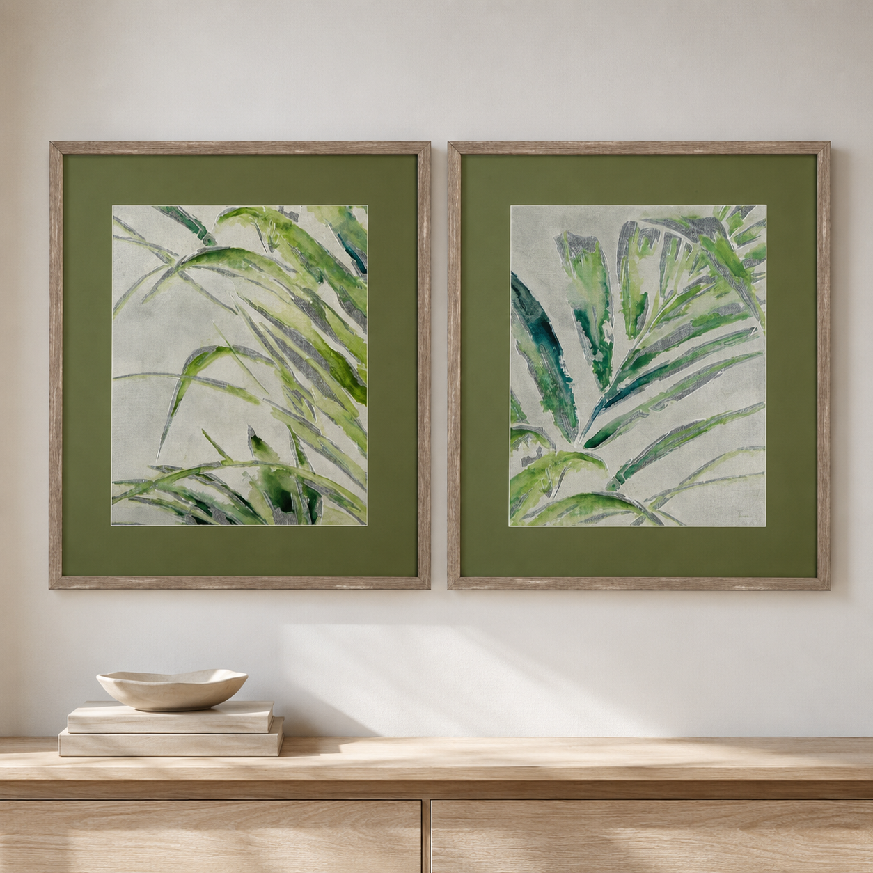 Bassett Mirror Green Palm Framed Print - Set of 2