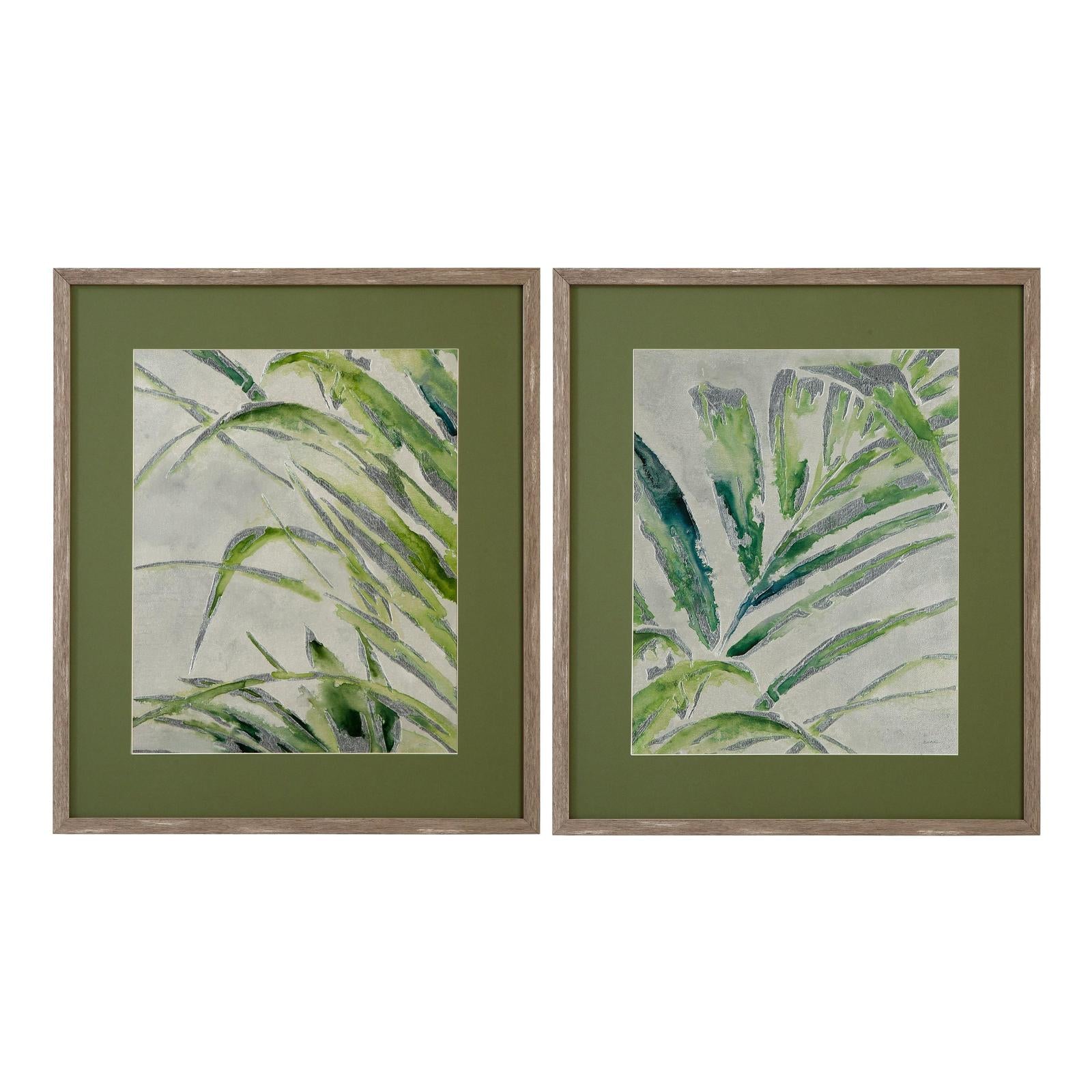 Bassett Mirror Green Palm Framed Print - Set of 2