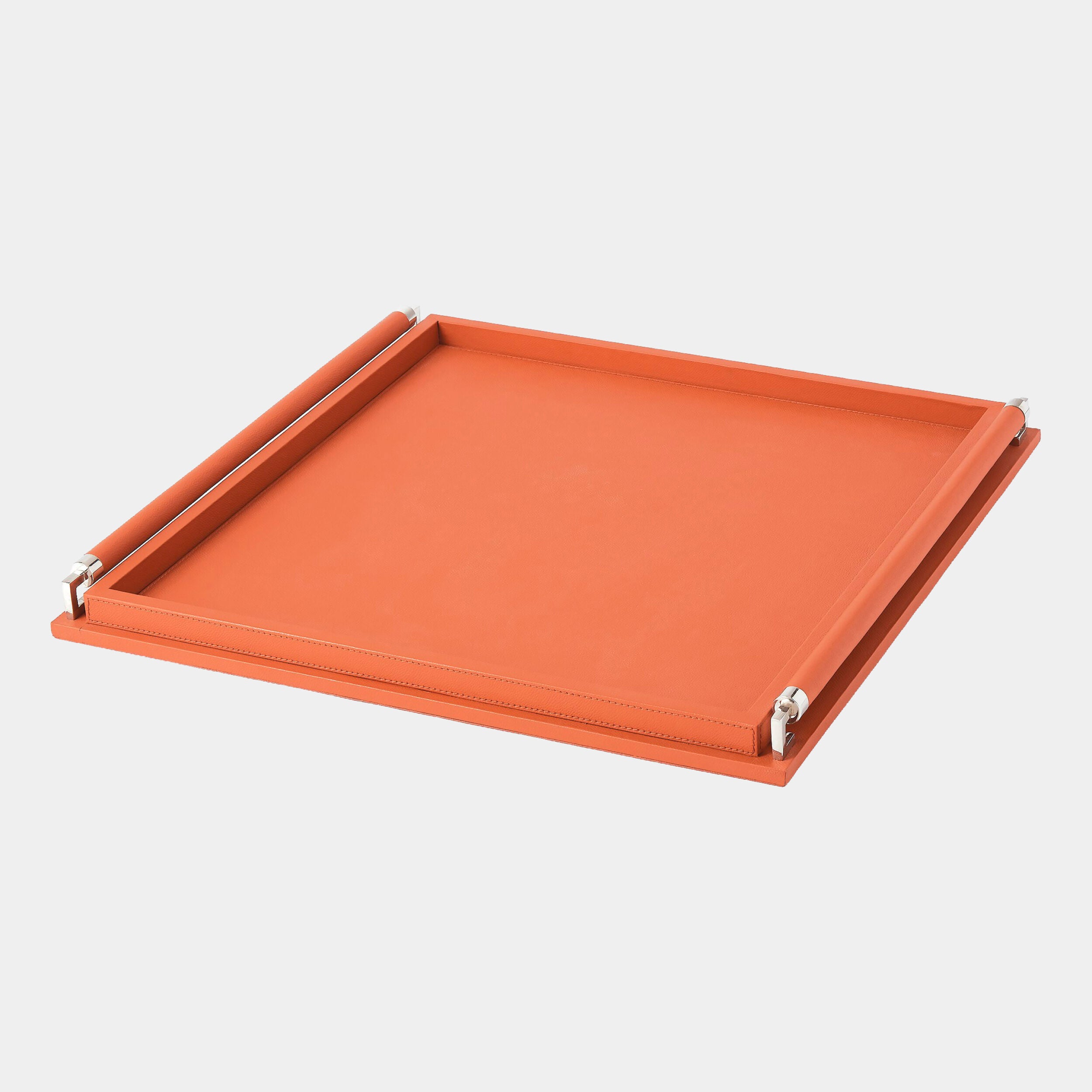 Global Views Wrapped Handle Leather Tray