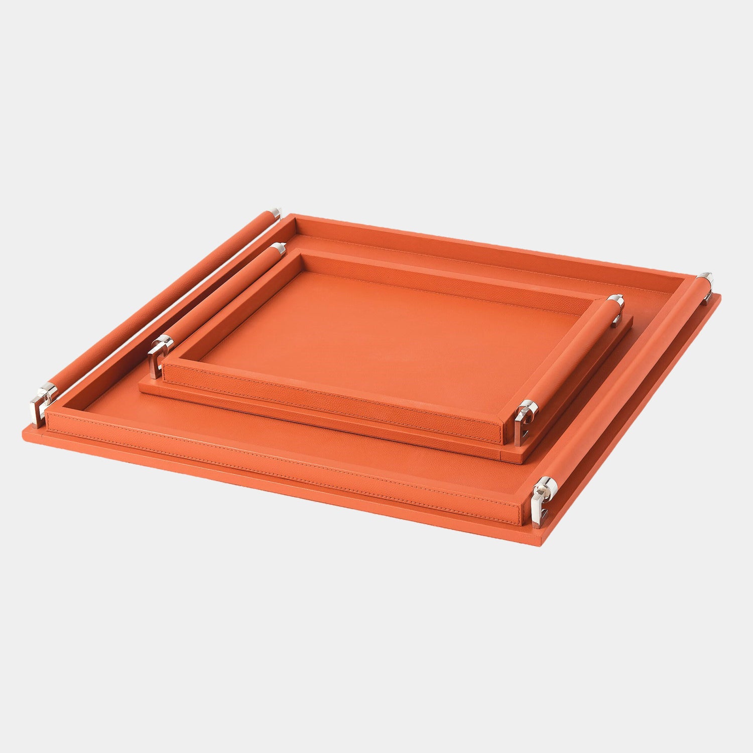 Global Views Wrapped Handle Leather Tray