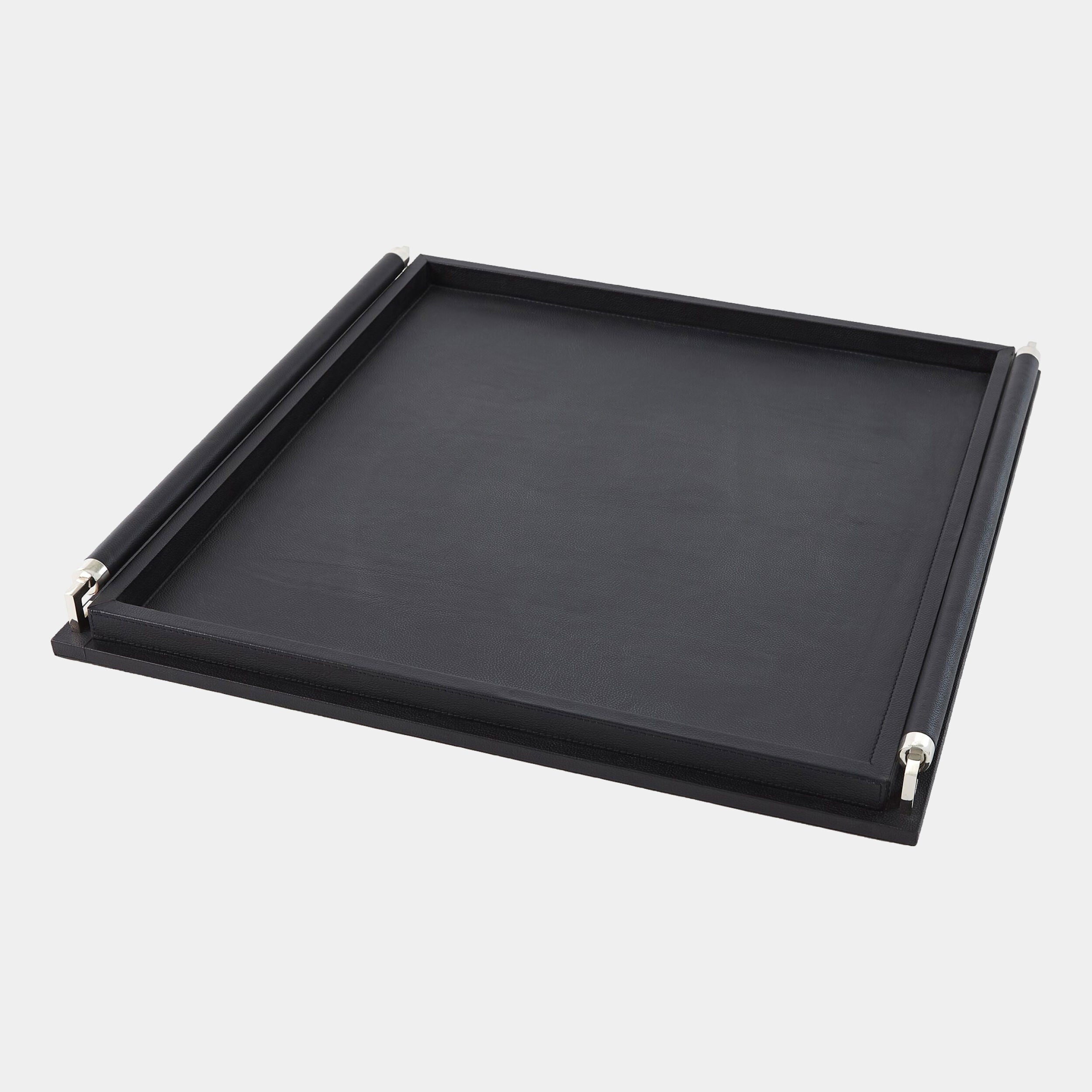 Global Views Wrapped Handle Leather Tray