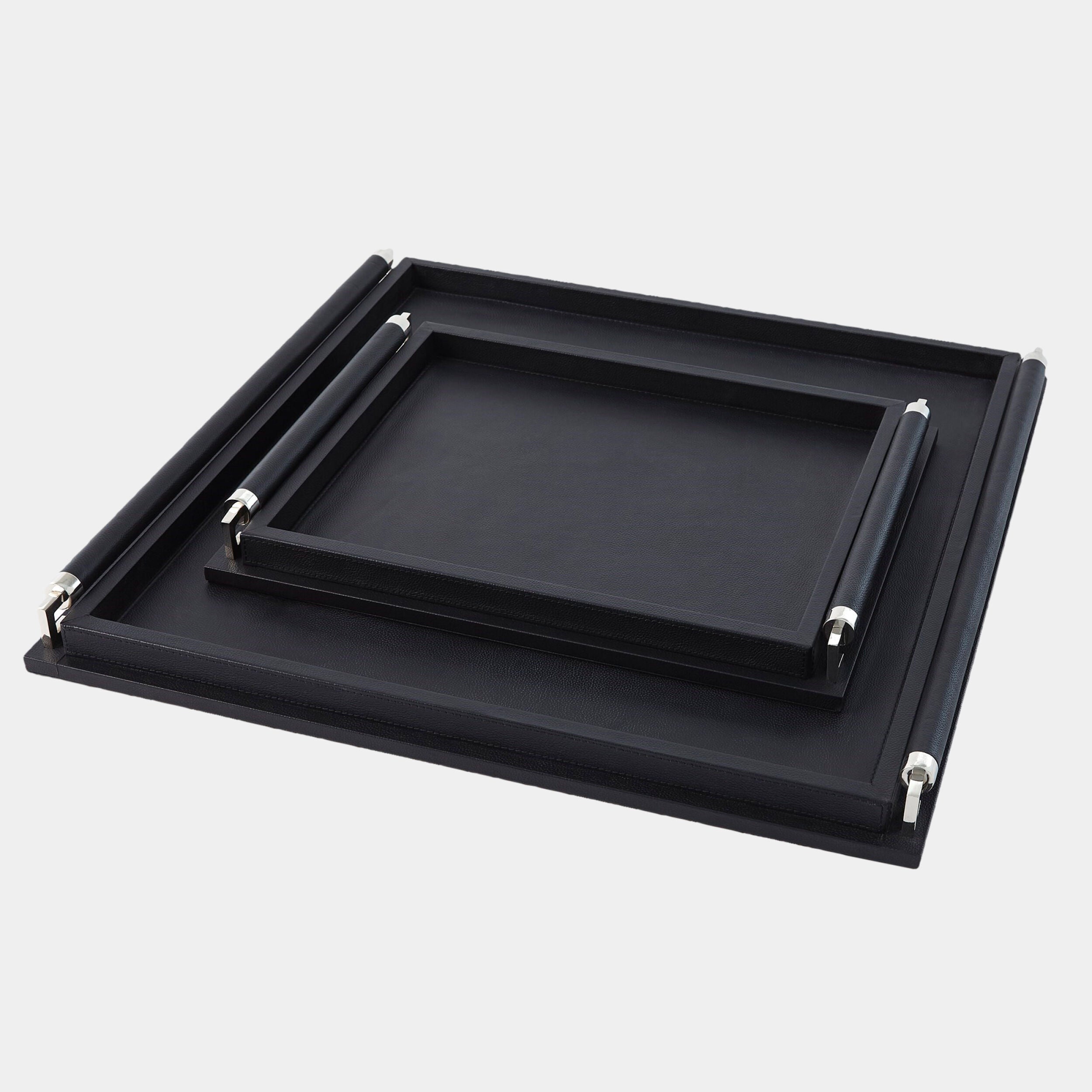 Global Views Wrapped Handle Leather Tray