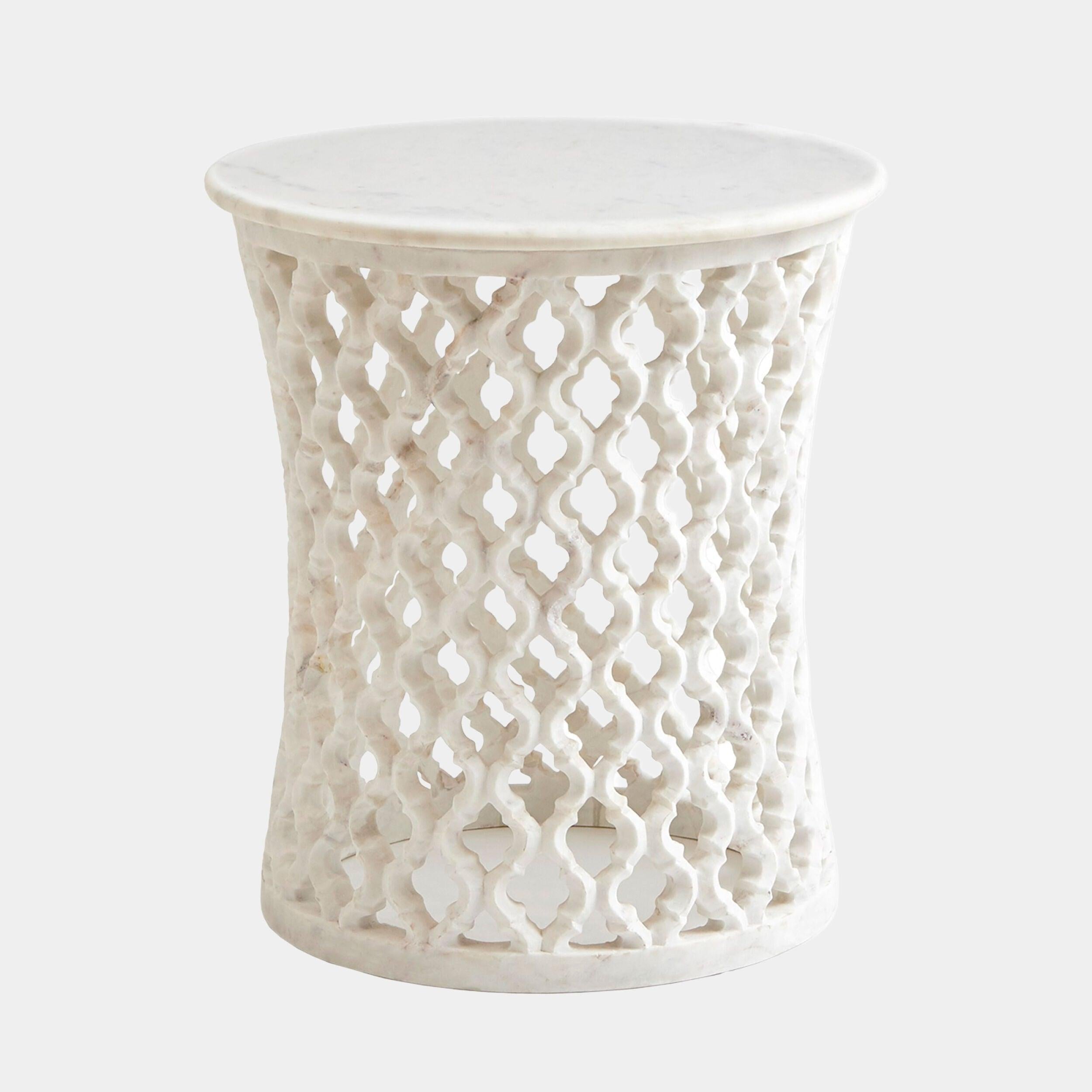 Global Views Curvil Marble Arabesque Side Table