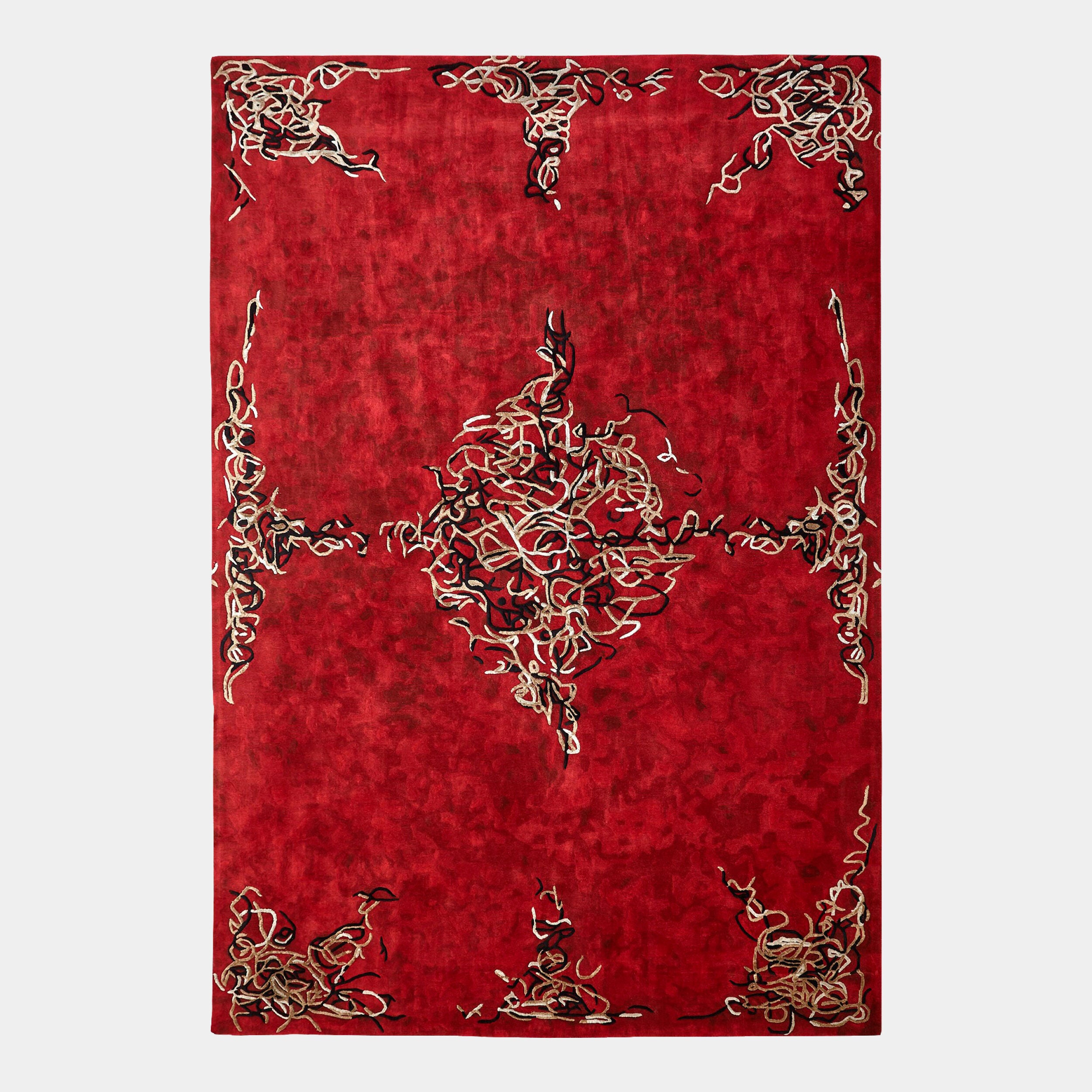 Global Views Deep Red Parlor Rug Clearance