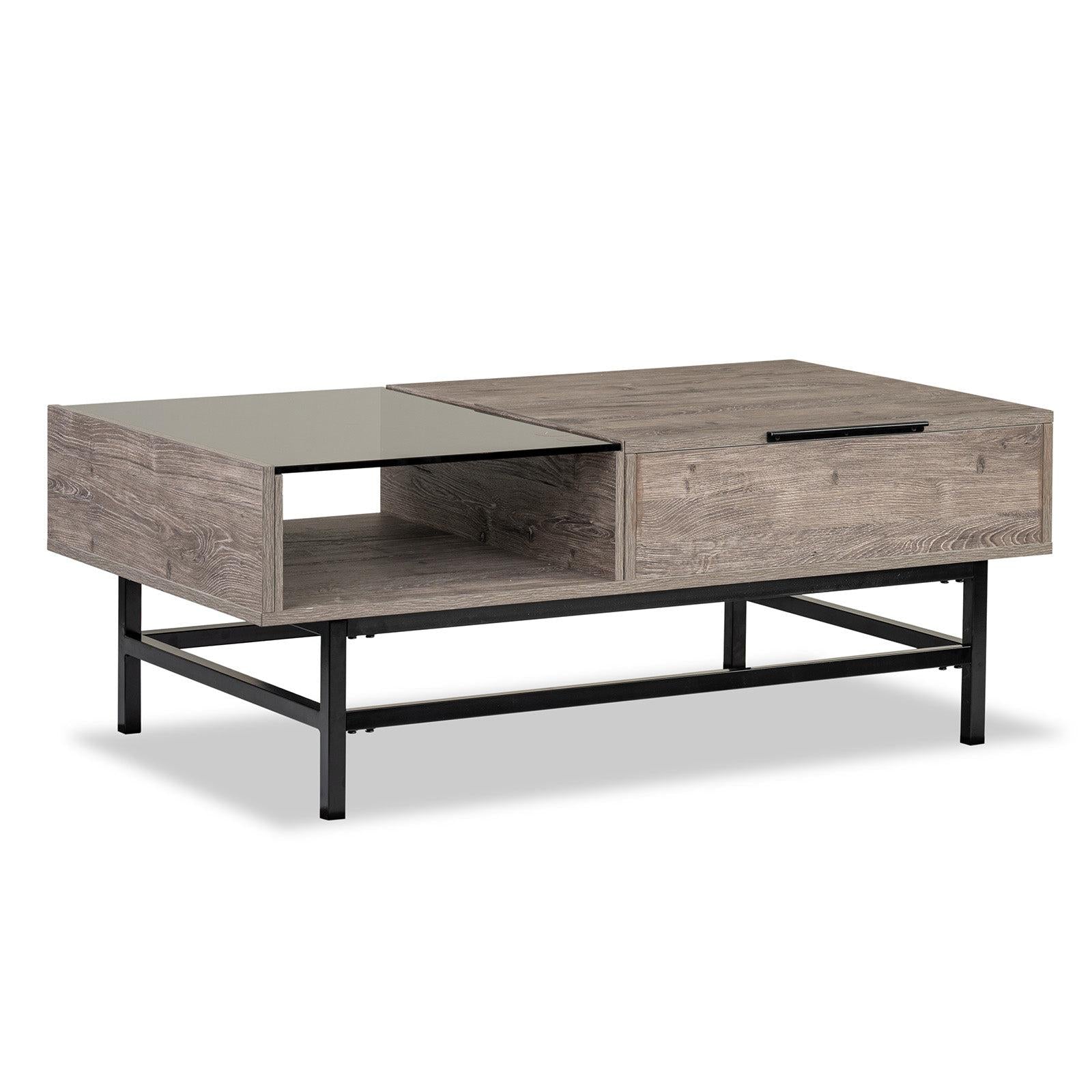 Magnussen Home Fenwick Whitetail Brown And Smoke Glass Rectangular Lift Top Cocktail Table