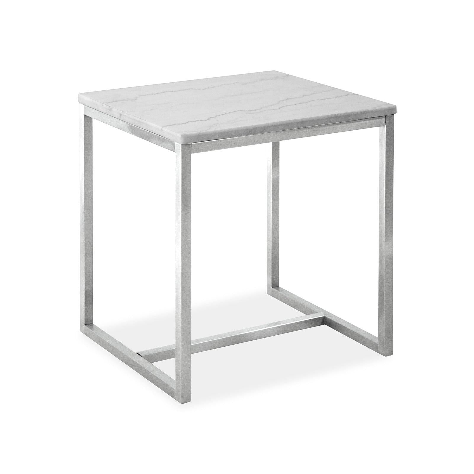 Magnussen Home Esme White Marble And Brushed Nickel Rectangular End Table