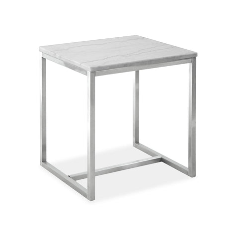 Magnussen Home Esme White Marble And Brushed Nickel Rectangular End Table