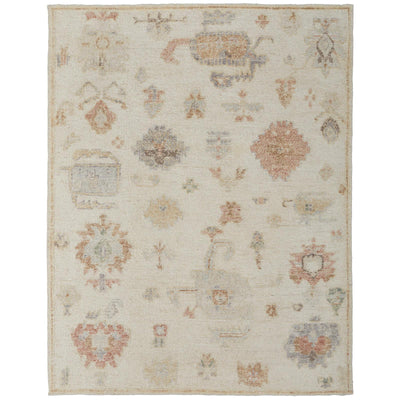 Feizy Grafton 69FLF Transitional Floral & Botanical Rug in Ivory/Orange/Gray