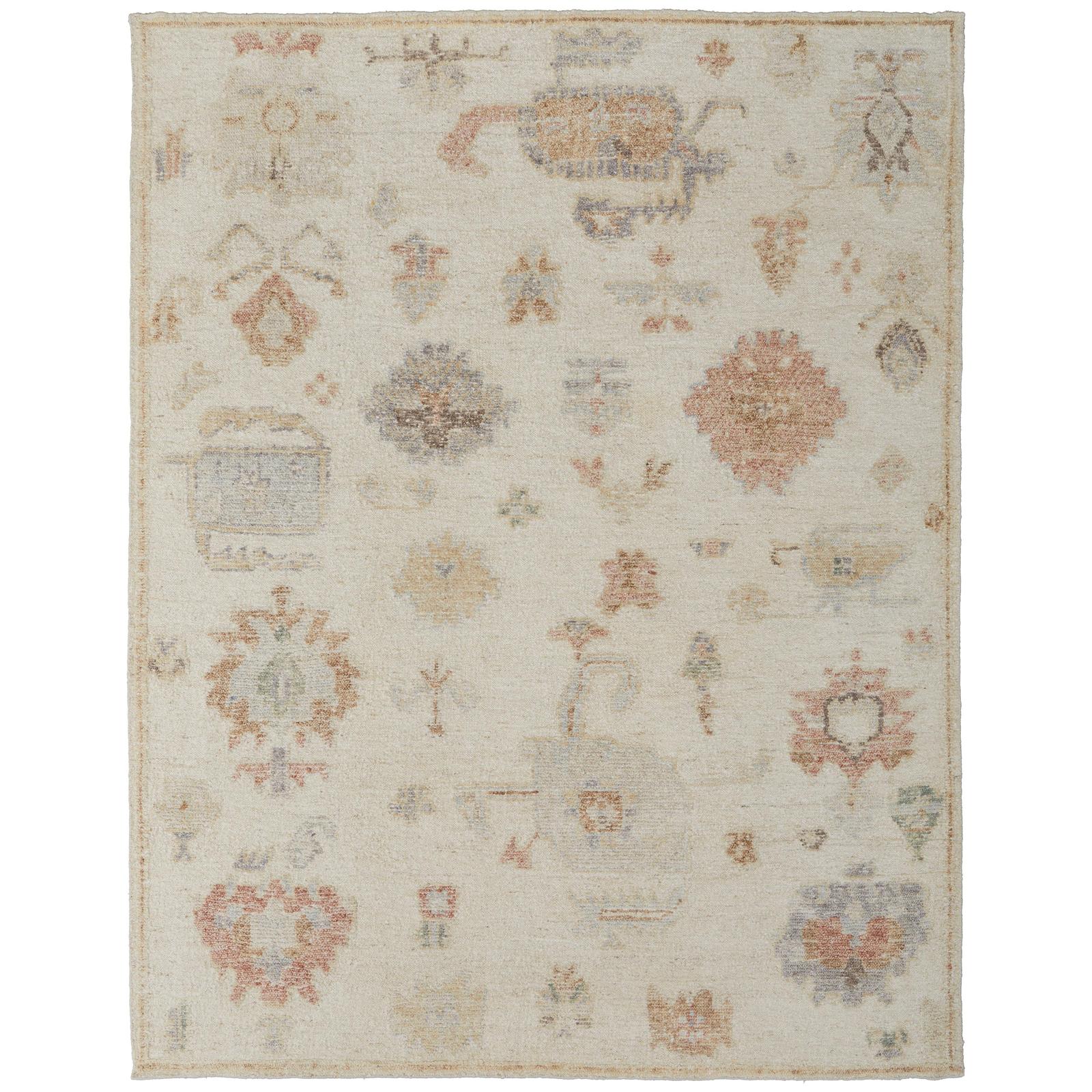 Feizy Grafton 69FLF Transitional Floral & Botanical Rug in Ivory/Orange/Gray