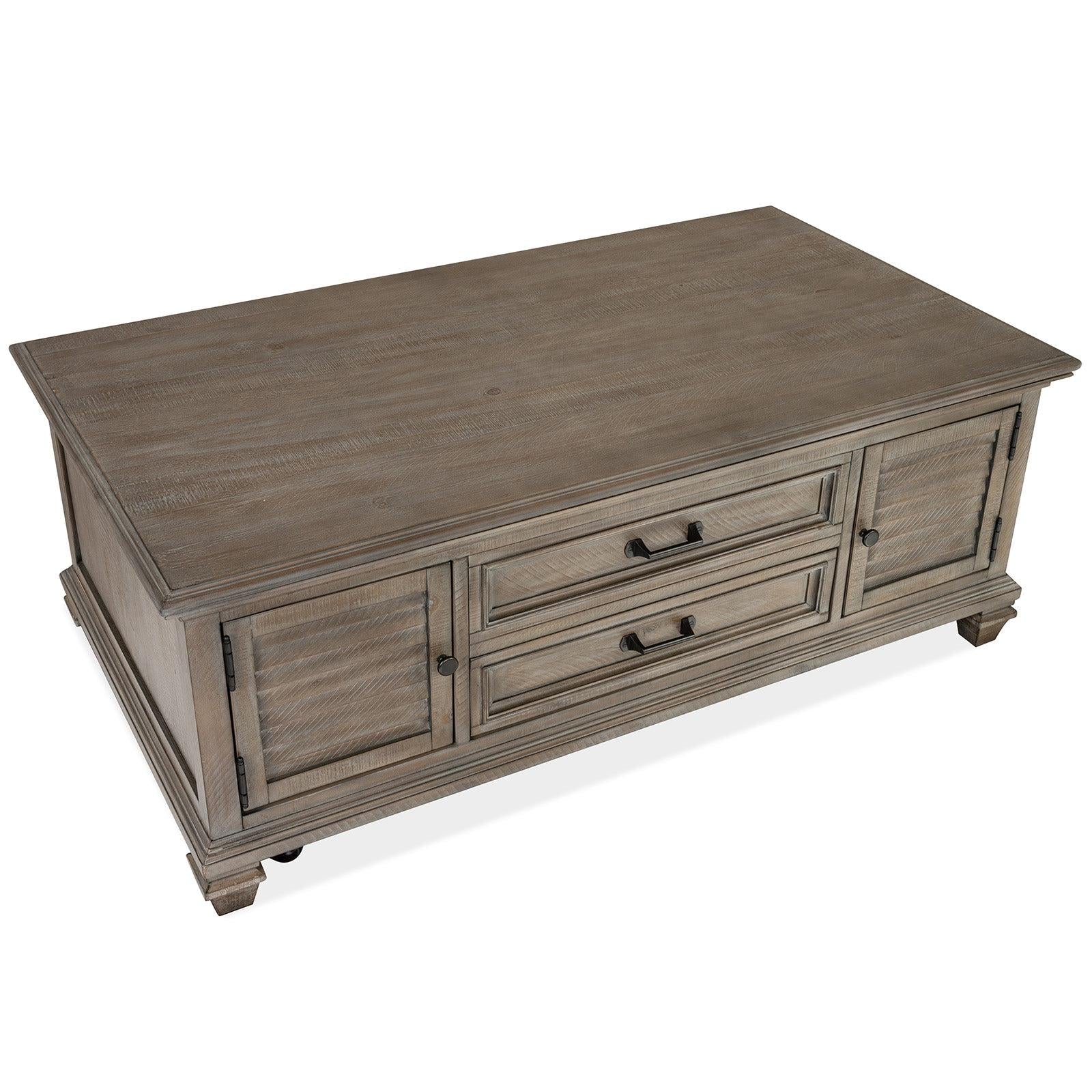 Magnussen Home Lancaster Dovetail Grey Lift Top Storage Cocktail Table With Casters