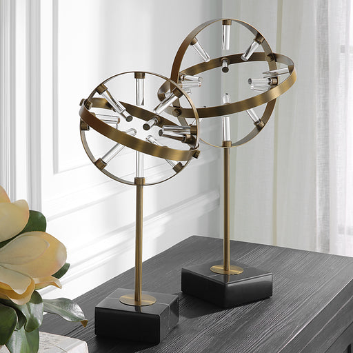 Uttermost Realm Spherical Brass Sculptures - Set of 2