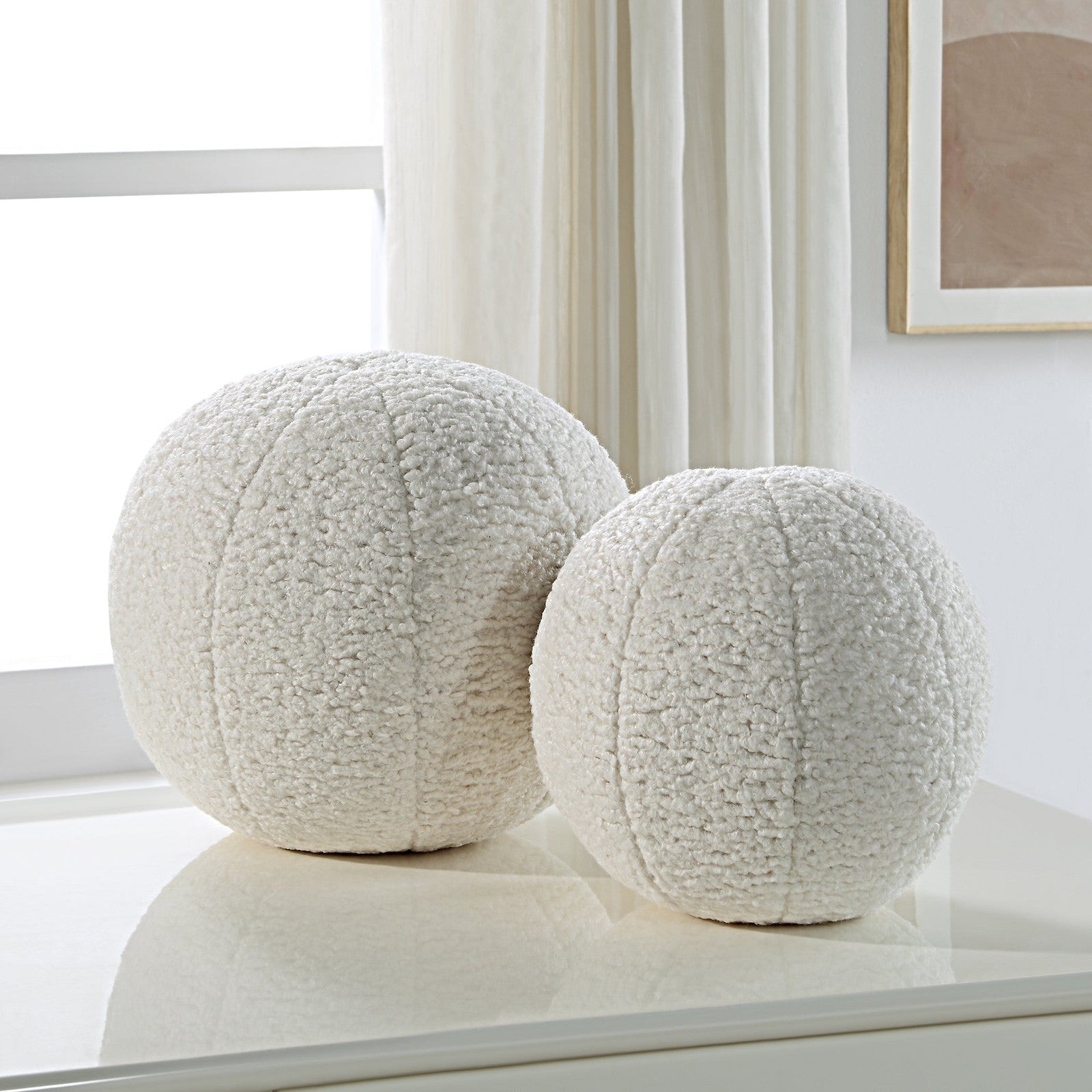 Uttermost Capra Ball Sheepskin Pillows - Set of 2