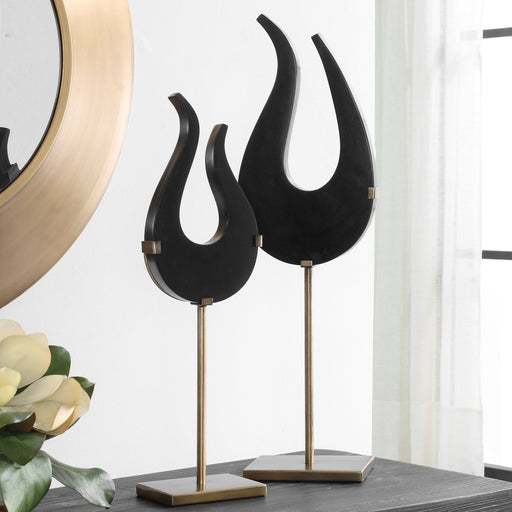 Uttermost Black Flame Sculptures - Set of 2