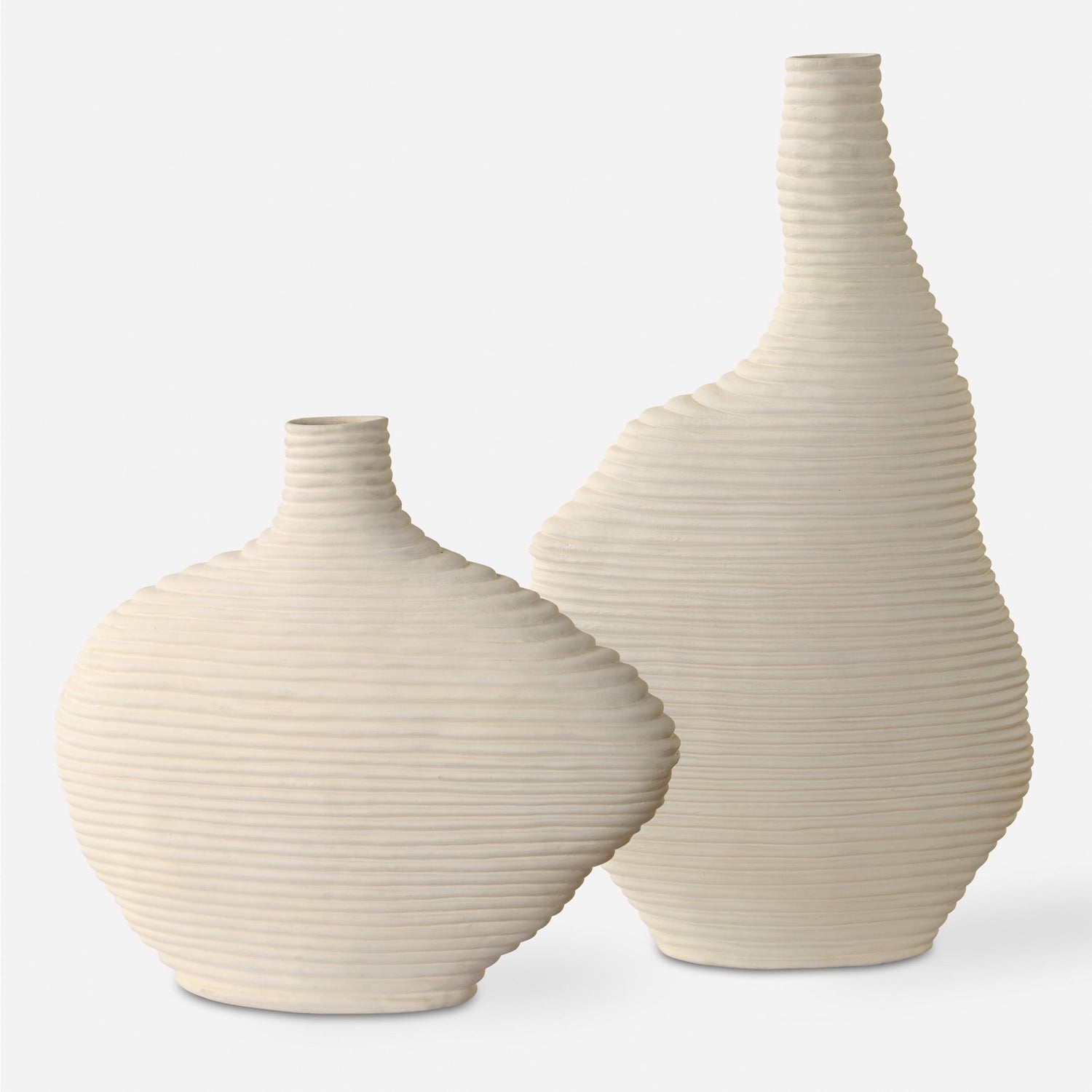 Uttermost Duostacked Matte White Vases - Set of 2