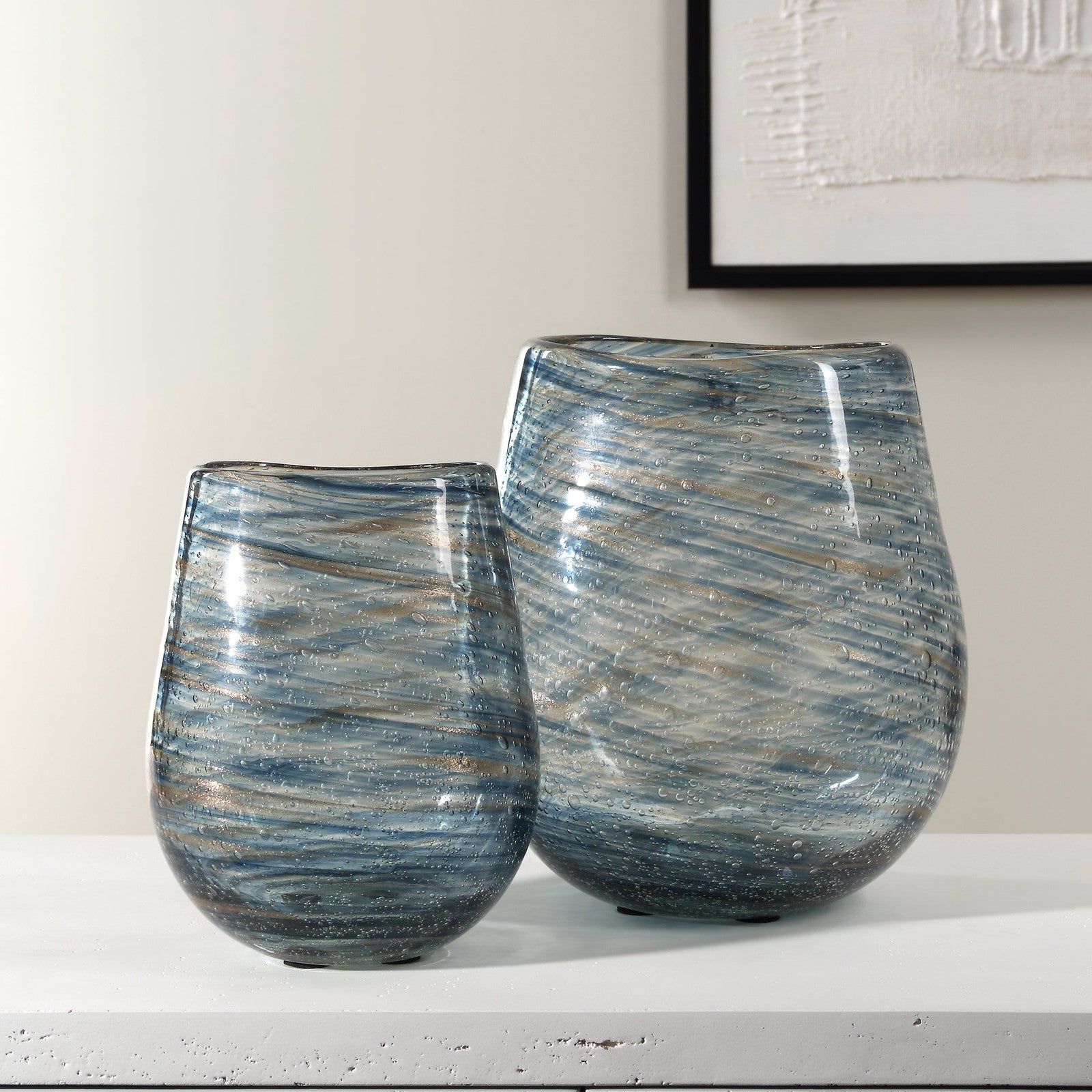 Uttermost Aurora Swirl Glass Vases - Set of 2