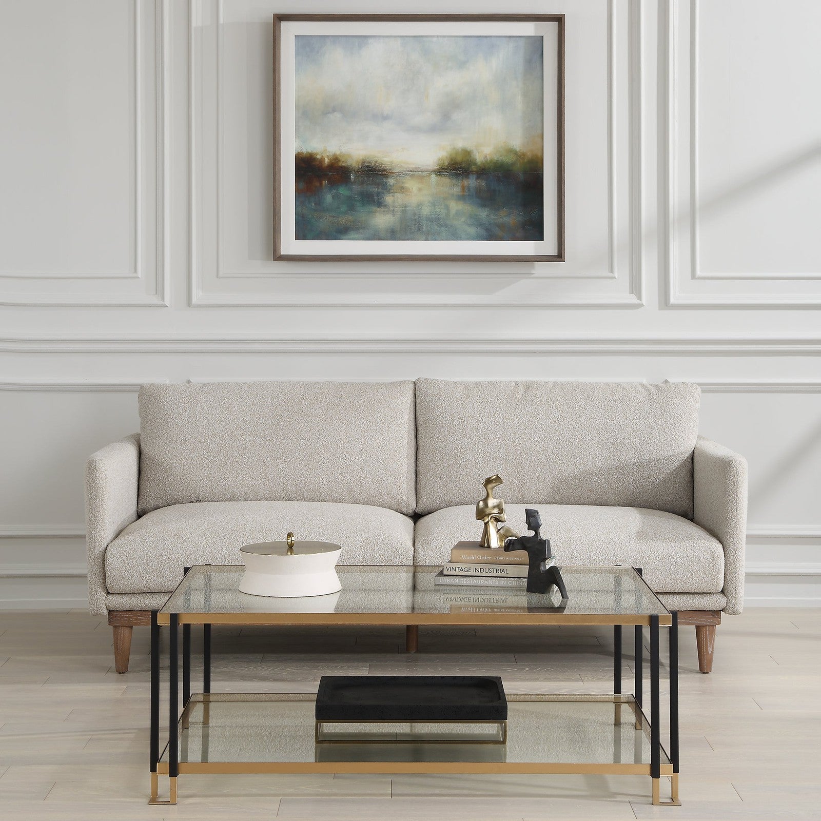 Uttermost Luxe White Shagreen Round Box