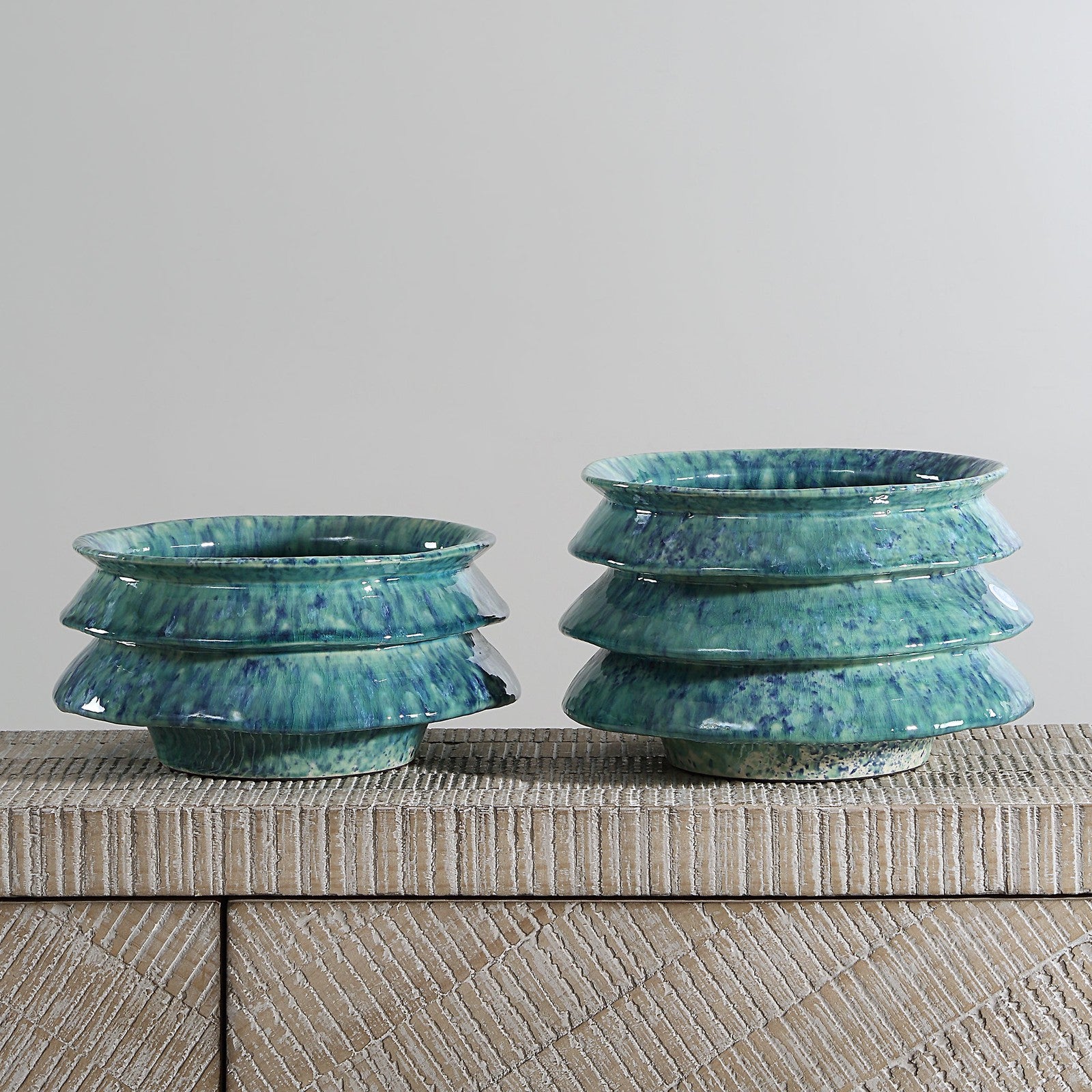 Uttermost ZigZag Blue Green Bowls - Set of 2