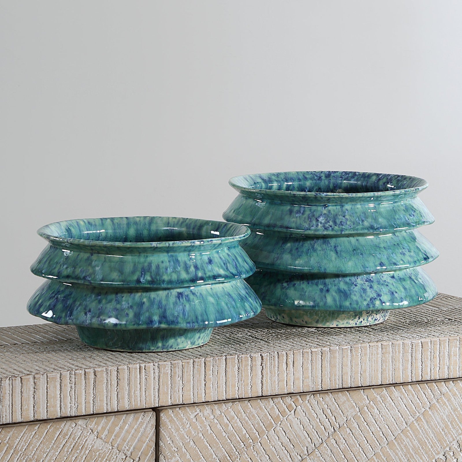 Uttermost ZigZag Blue Green Bowls - Set of 2