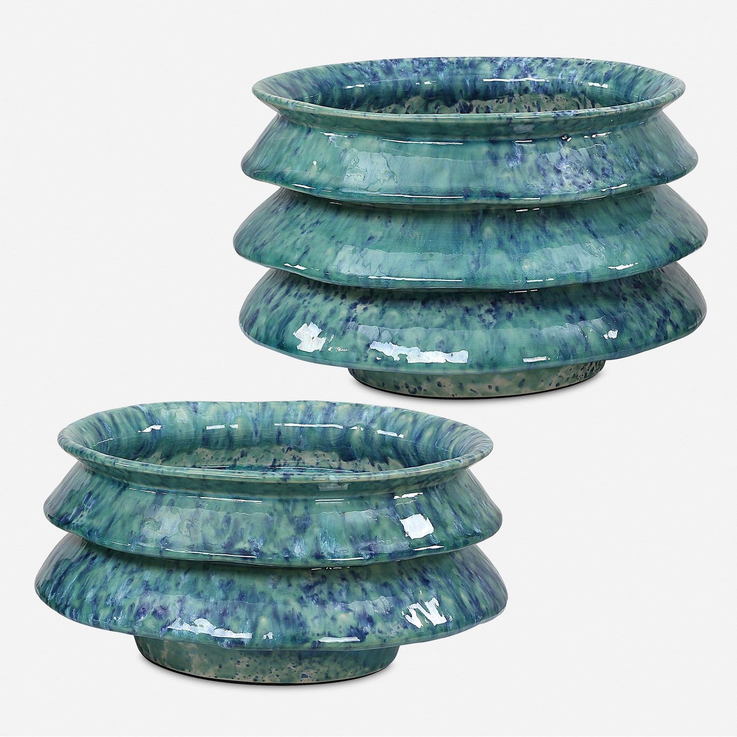 Uttermost ZigZag Blue Green Bowls - Set of 2