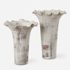 Uttermost Ruffled Petal White Vases - Set of 2