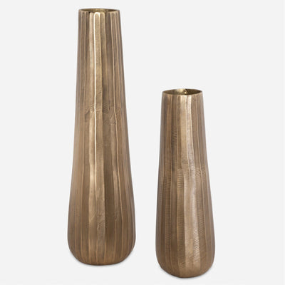 Uttermost Vertiforge Antique Gold Vases - Set of 2