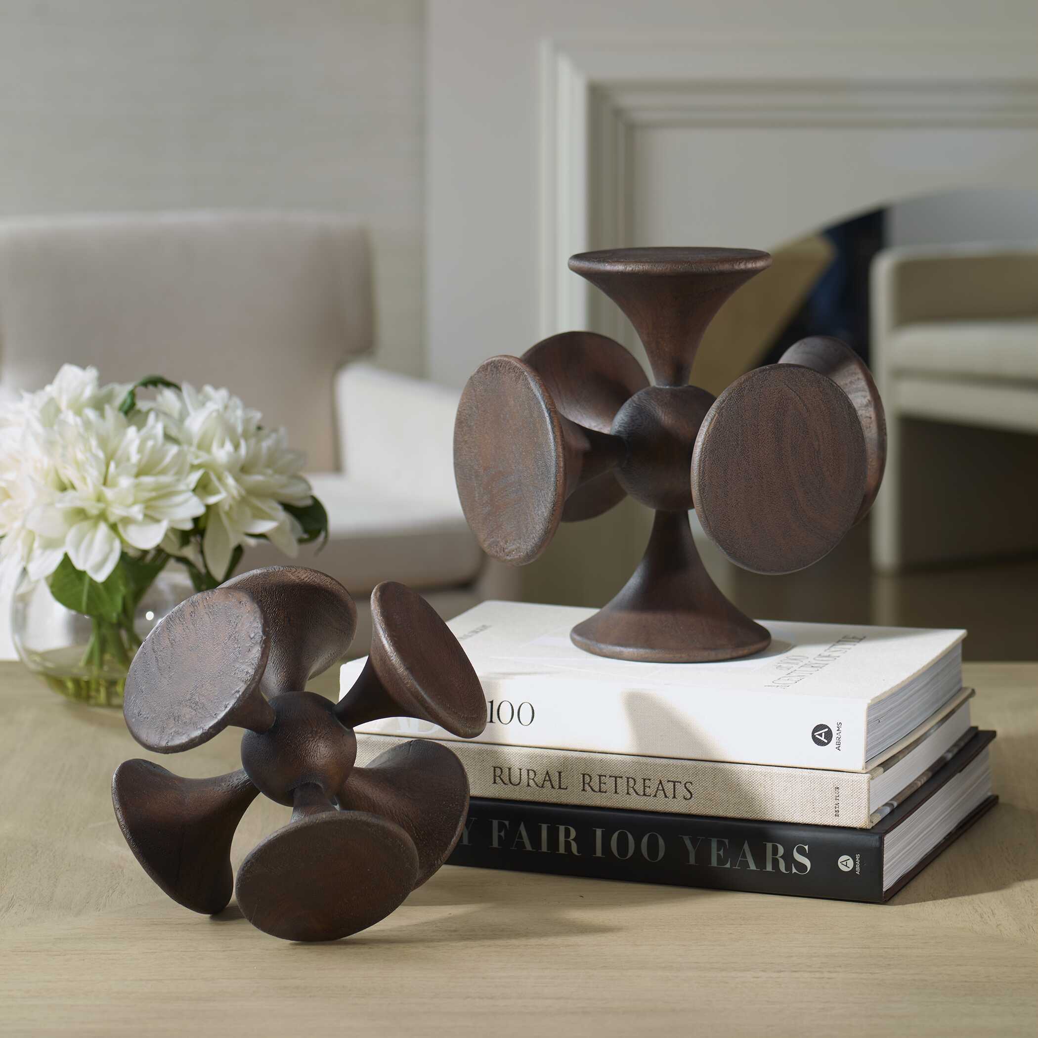 Uttermost Balanced Harmony Dark Wooden Sculptures - Set of 2