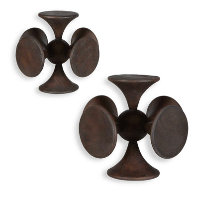Uttermost Balanced Harmony Dark Wooden Sculptures - Set of 2