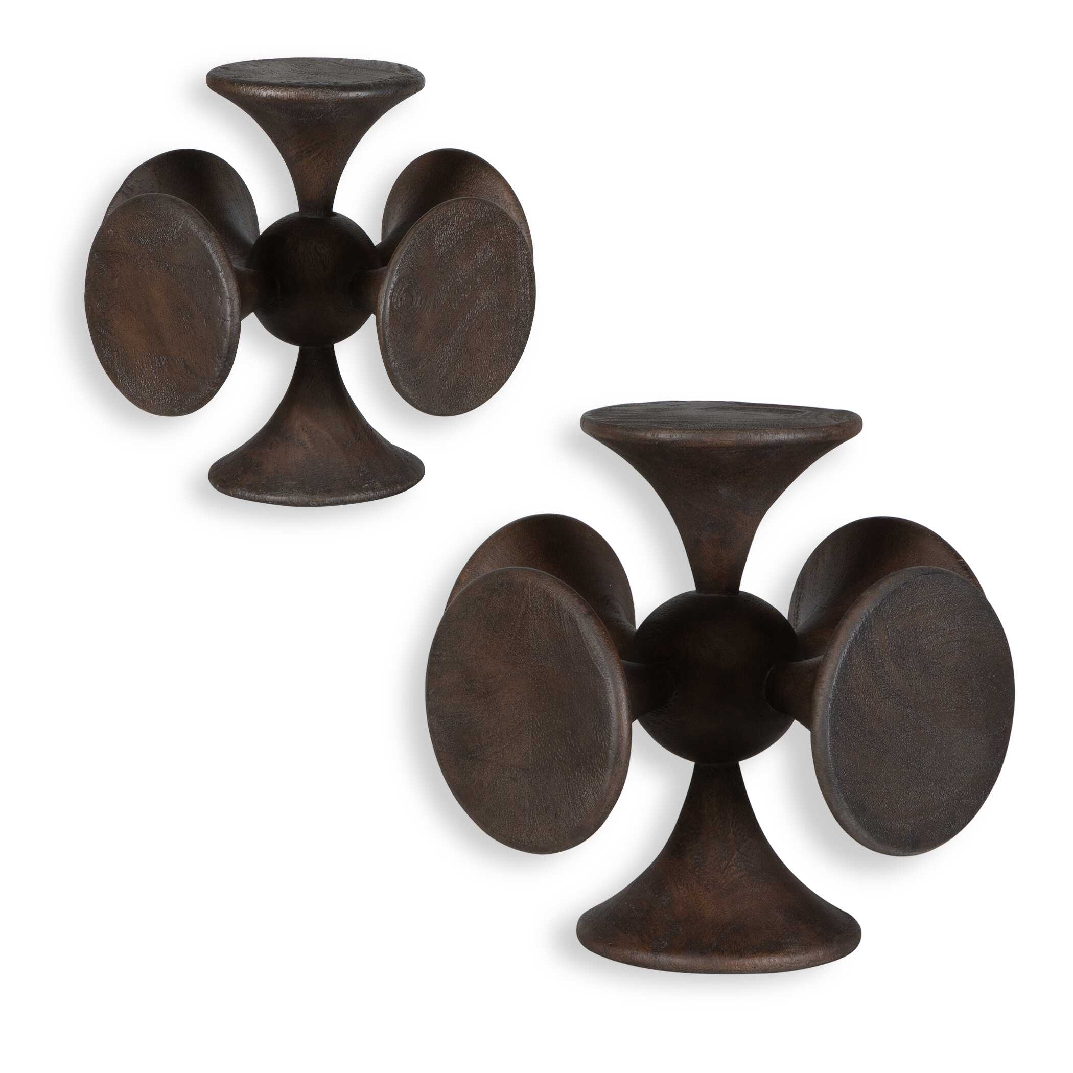 Uttermost Balanced Harmony Dark Wooden Sculptures - Set of 2