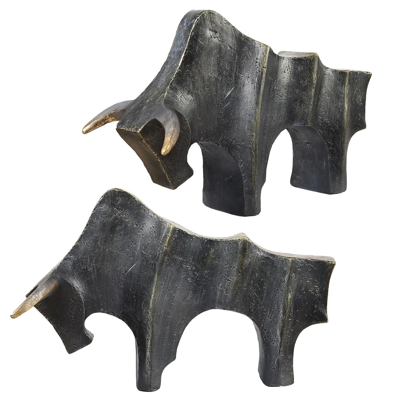 Uttermost Regal Bull Bronze Sculptures - Set of 2