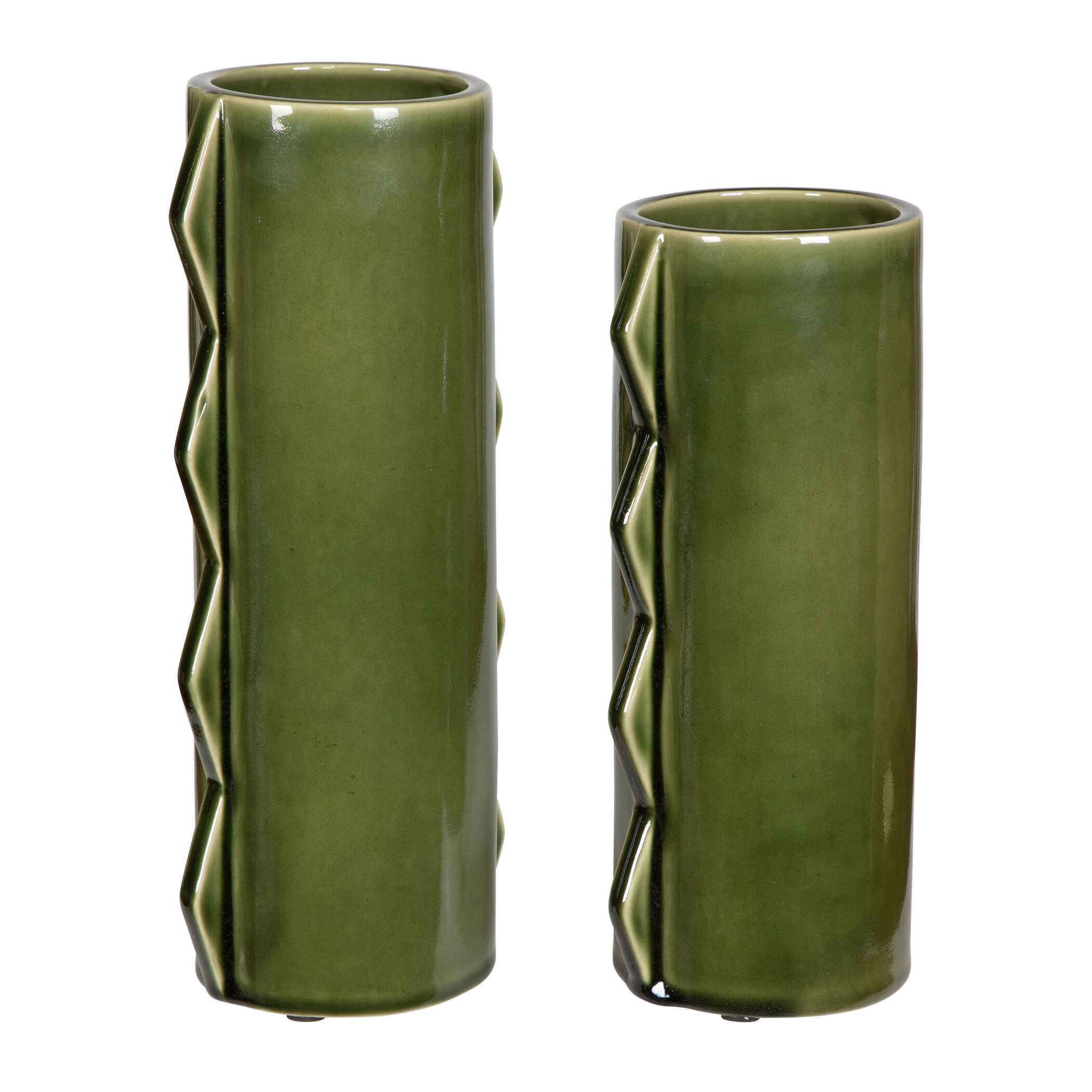 Uttermost Meander Green Vases - Set of 2