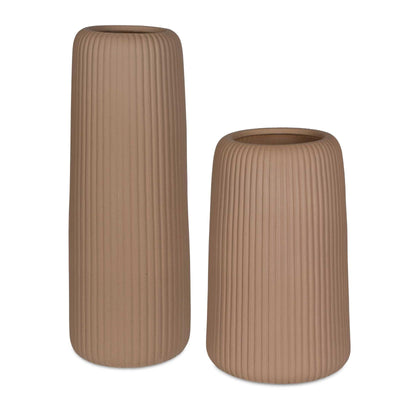Uttermost Ridge Light Brown Vases - Set of 2