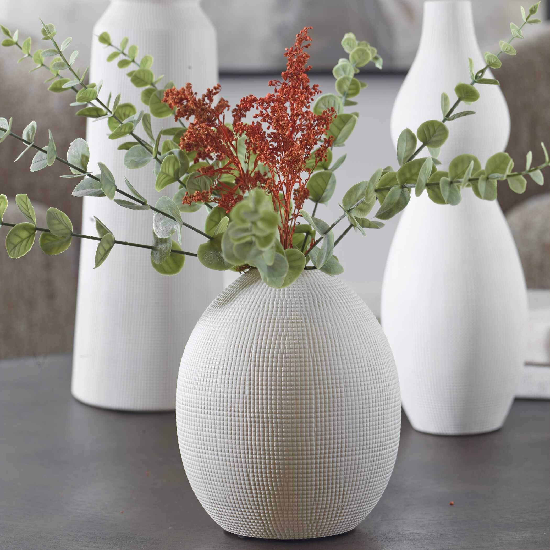 Uttermost Forma White Ceramic Vases - Set of 3