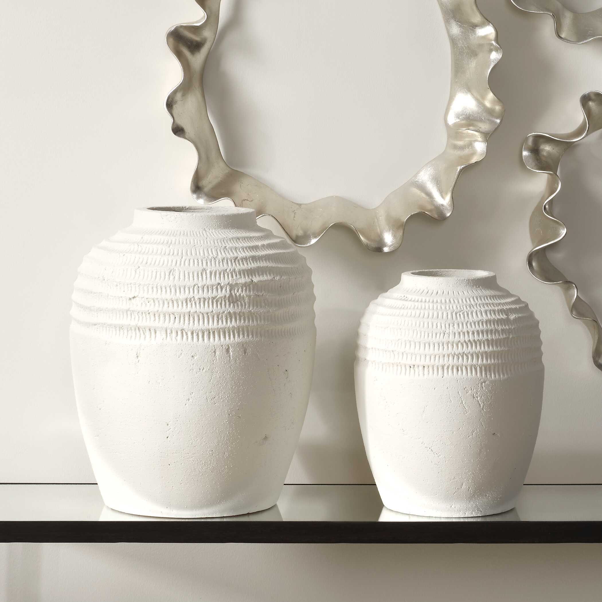 Uttermost Luna Ridge White Ceramic Vases - Set of 2