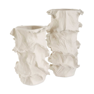 Uttermost Ripple Crest White Vases - Set of 2
