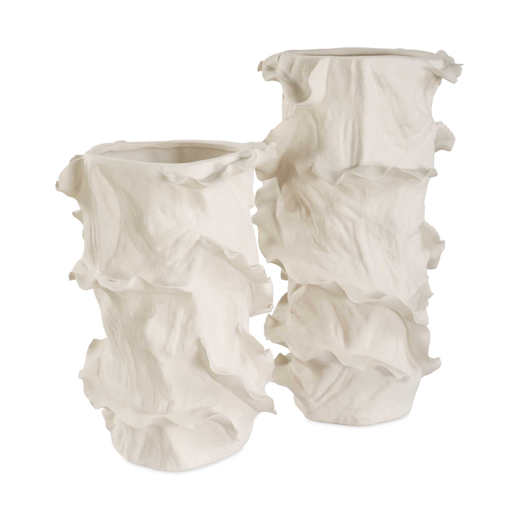 Uttermost Ripple Crest White Vases - Set of 2