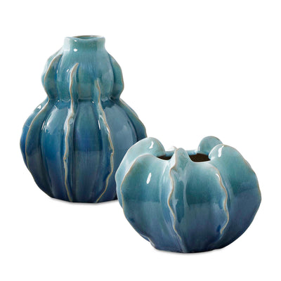 Uttermost Ocean Wave Outdoor Glazed Vases - Set of 2