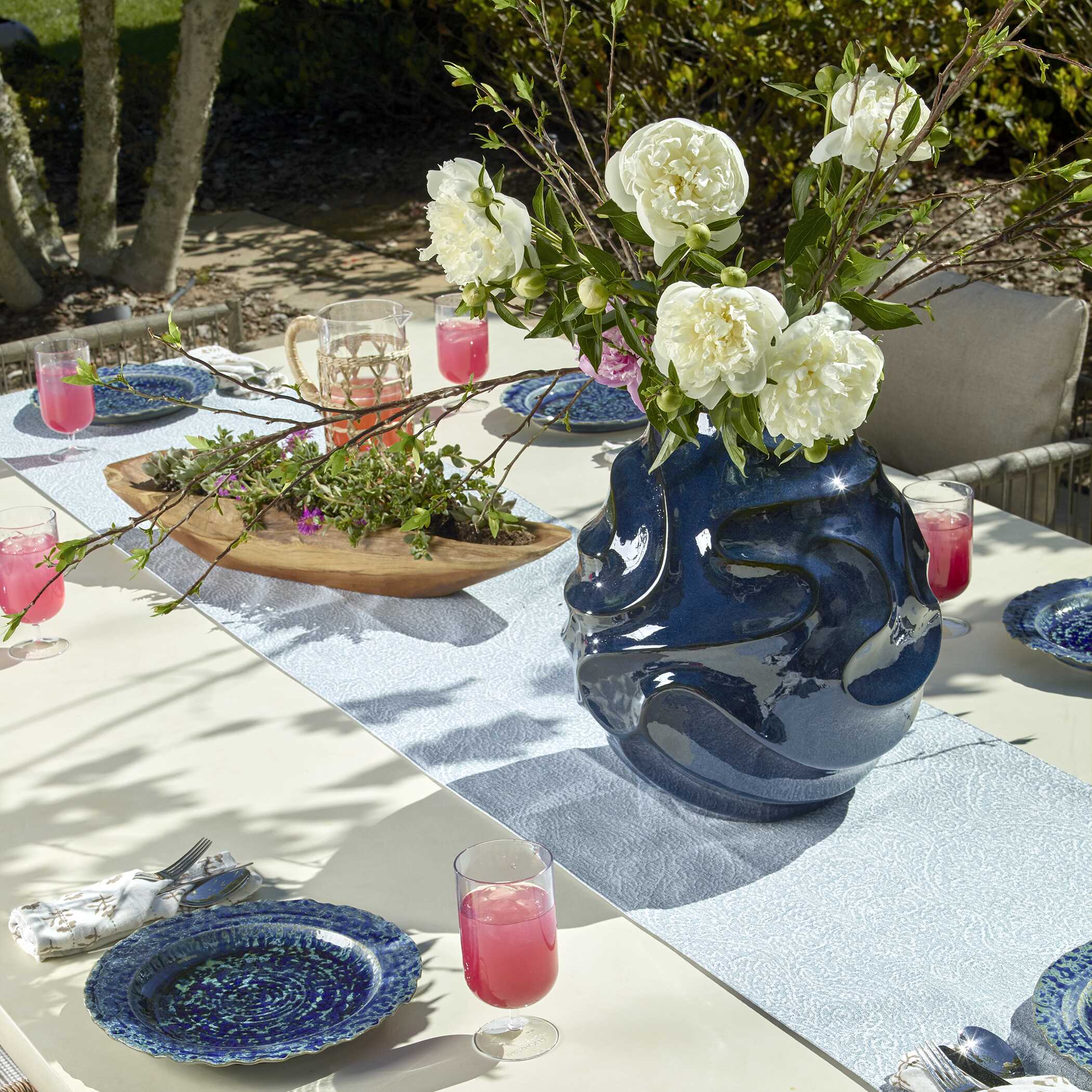 Uttermost Helix Swirl Blue Outdoor Vase
